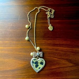 Cheetah print heart necklace
